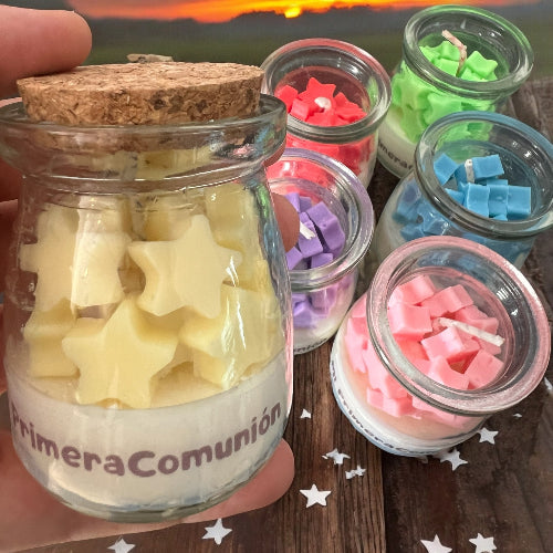 ✨Frasco con Estrellas Primera Comunión – $71.25 c/u desde 25 pzas