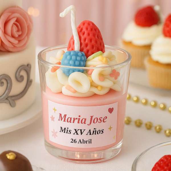 ✨Malteada de Fresa XV Años – $63.65 c/u desde 25 pzas
