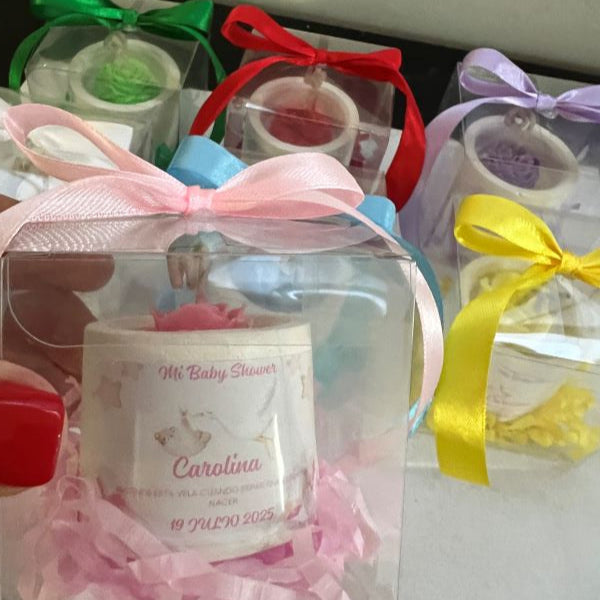 ✨Flor en Maceta de Cemento Baby Shower–$55.10 c/u desde 25 pzas