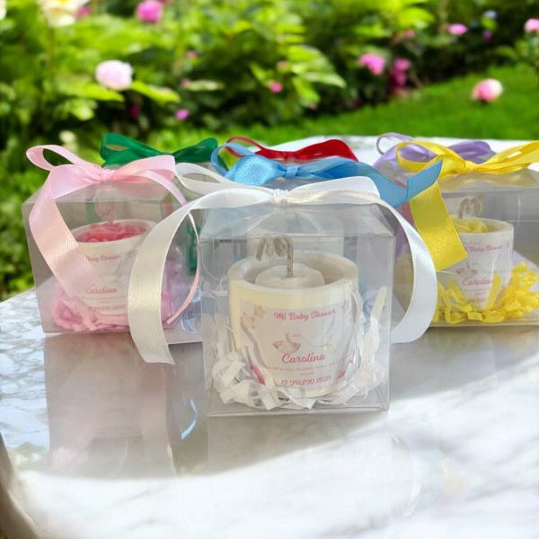 ✨Flor en Maceta de Cemento Baby Shower–$55.10 c/u desde 25 pzas
