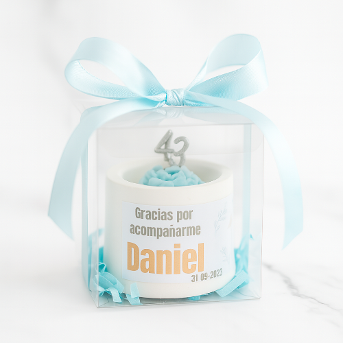 ✨Flor Maceta Cemento Bautizo – $55.10 c/u desde 25 pzas