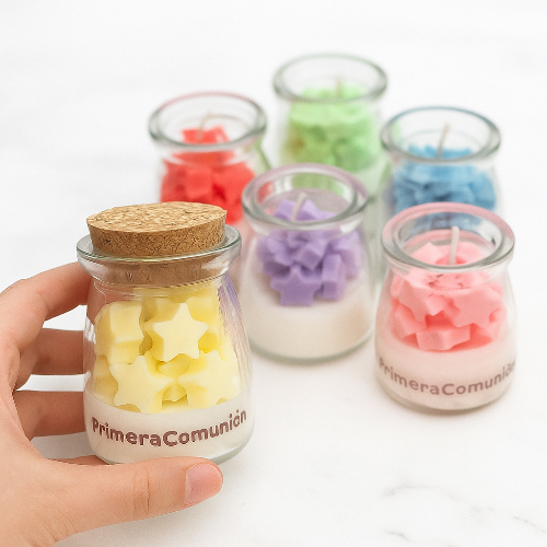 ✨Frasco con Estrellas Primera Comunión – $71.25 c/u desde 25 pzas
