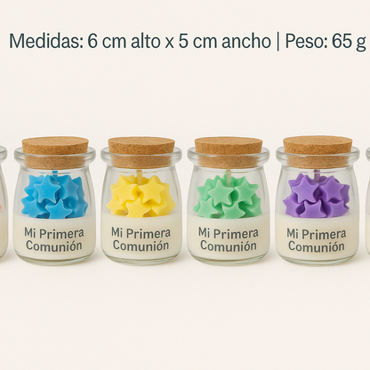 Vela frasco con estrellas  bautizo 