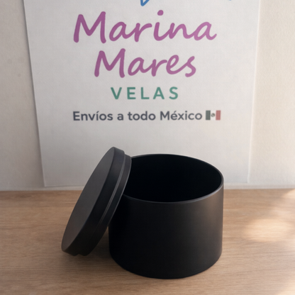 ✨ Lata Premium de Aluminio Negra – Mate con Tapa | desde $40 (mayoreo +25)