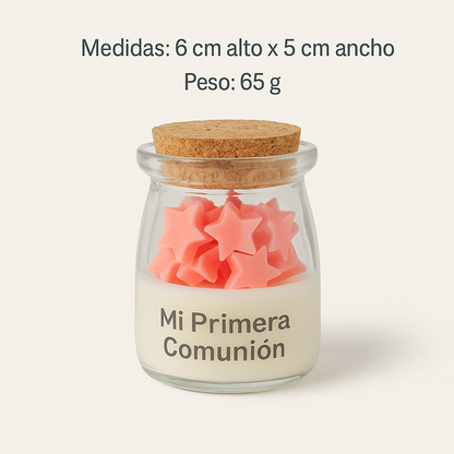 Vela Frasco con Estrellas | Primera Comunión | Desde $64.60 | Color, aroma y etiqueta a tu gusto ⭐️⭐️⭐️⭐️⭐️