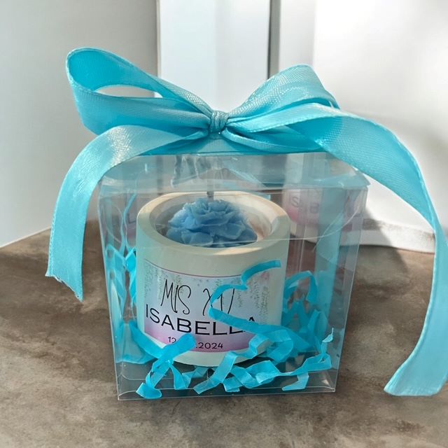 ✨Flor en Maceta de Cemento XV Años– $55.10 c/u desde 25 pzas
