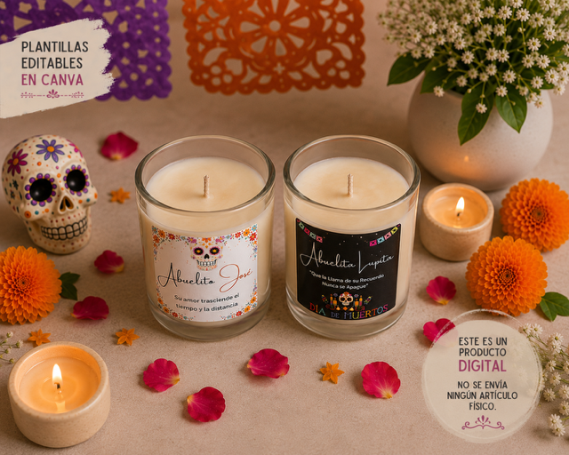 🕯️🧡 Plantillas Editables Dia de Muertos |Canva | 2 Diseños