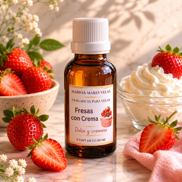 ✨ Fragancia FRESAS CON CREMA para Velas – Aromas Intensos y Duraderos |  desde $115.00