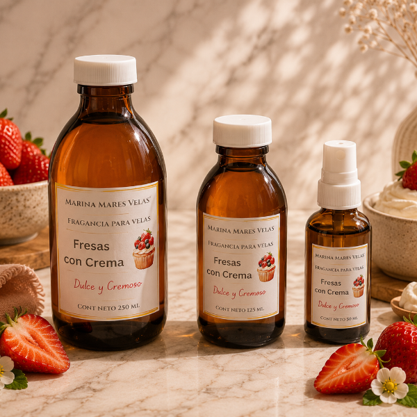 ✨ Fragancia FRESAS CON CREMA para Velas – Aromas Intensos y Duraderos |  desde $115.00