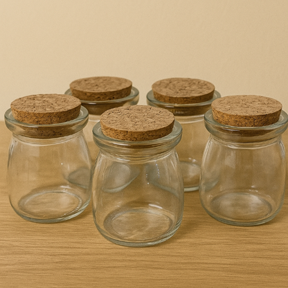 ✨Frasco de vidrio con tapa de corcho  4oz- $25.00 c/u (mayoreo desde 25 pzas)