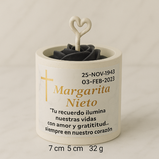 ✨Flor en Maceta de Cemento Aniversario Luctuoso– $55.10 c/u desde 25 pzas