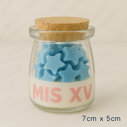 ✨Frasco con Estrellas XV Años –$71.25  c/u desde 25 pzas