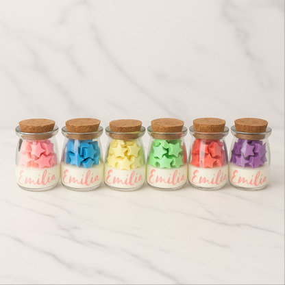 ✨Frasco con Estrellas Bautizo – $71.25 c/u desde 25 pzas