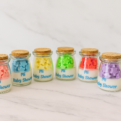 ✨Frasco con Estrellas Baby Shower – $71.25  c/u desde 25 pzas