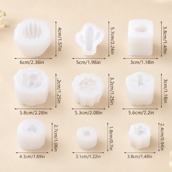 ✨Molde de Silicón  9 Suculentas– Ideal para Velas