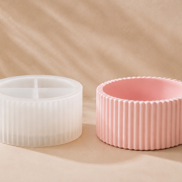 ✨Molde de Silicón Maceta Rayada – Ideal para Cemento