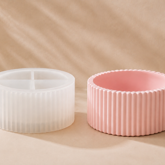 ✨Molde de Silicón Maceta Rayada – Ideal para Cemento