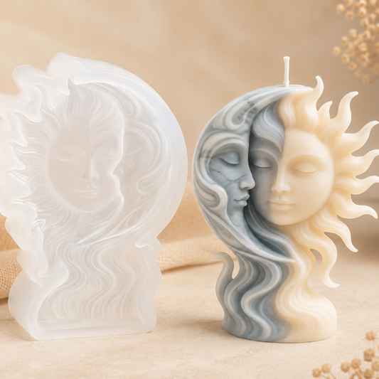 ✨Molde de SilicónSol y Luna – Ideal para Velas