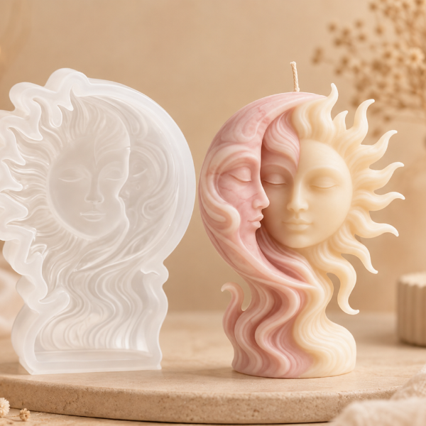 ✨Molde de SilicónSol y Luna – Ideal para Velas