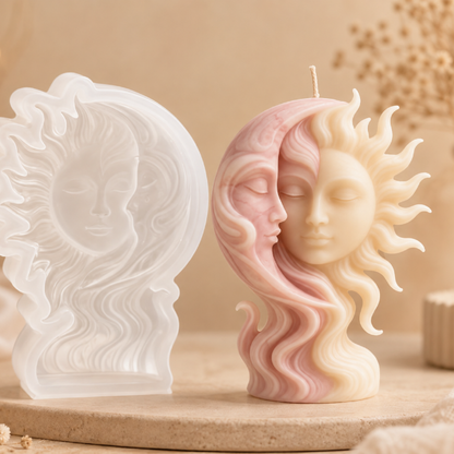 ✨Molde de SilicónSol y Luna – Ideal para Velas