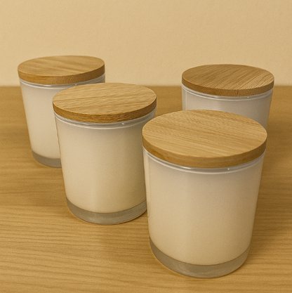 ✨Tarro de Cristal Blanco con Tapa de Bambu 210 ml- $49.00 c/u (mayoreo desde 25 pzas)