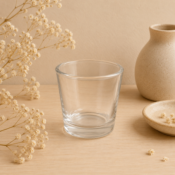 ✨Vaso Votivo de  Vidrio Transparente 100 ml- $18.00 c/u (mayoreo desde 25 pzas)