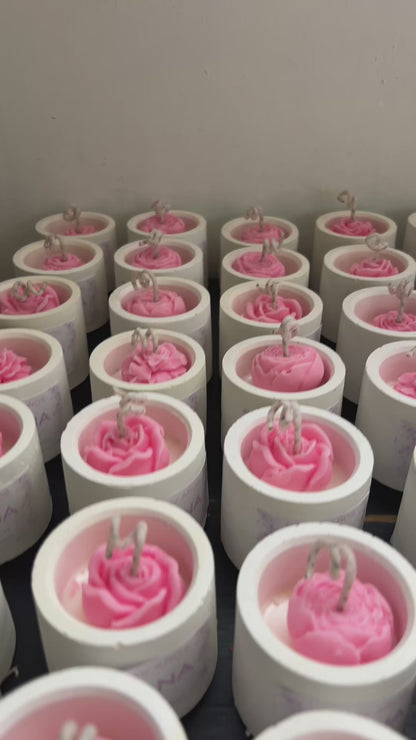 ✨Flor en Maceta de Cemento XV Años– $55.10 c/u desde 25 pzas